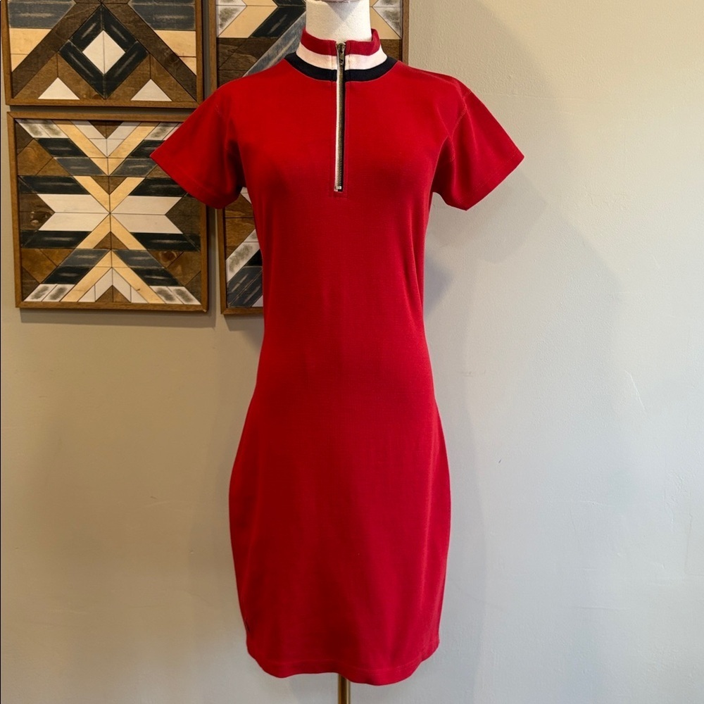 Vintage Ralph Lauren 80s Red Short Sleeve Mini Dress size Medium *As-Is*